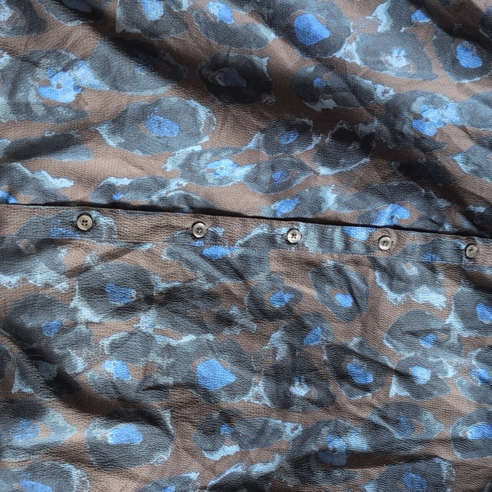 Express Brown and Blue Patterned Button Up Dress - image 2